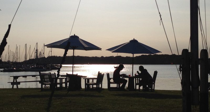 Sunset by the water